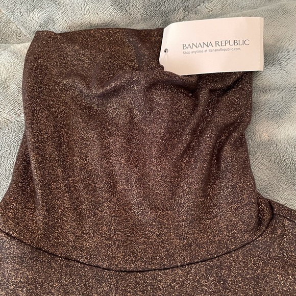 NWT sz S Banana Republic thin, stretch black sparkle turtleneck - Picture 2 of 3